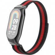 Браслет Rumi Milanese loop металлический для Xiaomi Smart Band 8 (черный / красный)