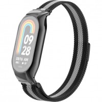 Металлический браслет Rumi Milanese loop для Xiaomi Smart Band 8 (черный/серебристый)