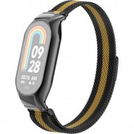 Браслет Rumi Milanese loop металлический для Xiaomi Smart Band 8 (черный / золотой)