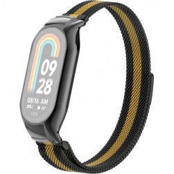 Браслет Rumi Milanese loop металлический для Xiaomi Smart Band 8 (черный / золотой)