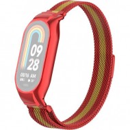Браслет Rumi Milanese loop металлический для Xiaomi Smart Band 8 (красный / золотой)