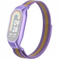 Браслет Rumi Milanese loop металлический для Xiaomi Smart Band 8 (сиреневый / золотой)