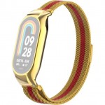 Металлический браслет Rumi Milanese loop для Xiaomi Smart Band 8 (золотой/красный)