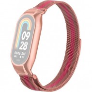 Браслет Rumi Milanese loop металлический для Xiaomi Smart Band 8 (розовый / ярко-розовый)