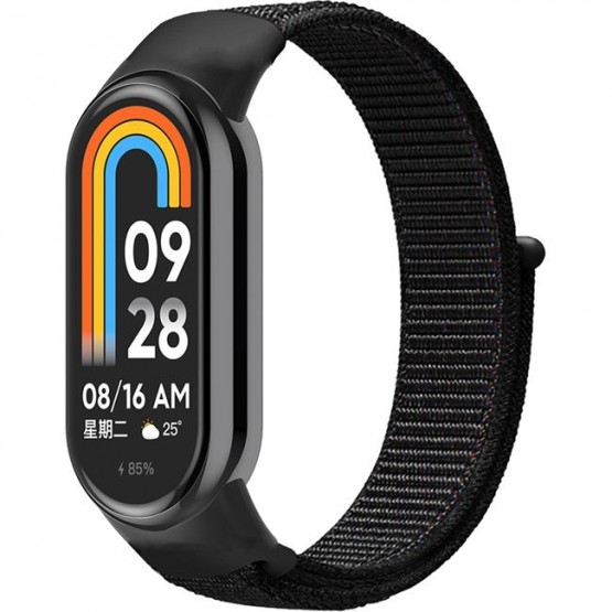 Нейлоновый ремешок Rumi Velcro для Xiaomi Smart Band 8 (черный)