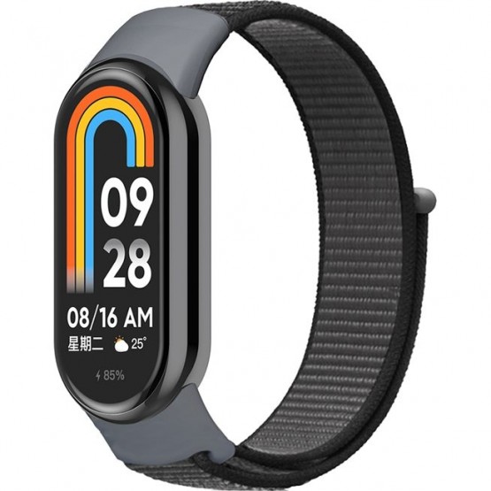 Нейлоновый ремешок Rumi Velcro для Xiaomi Smart Band 8 (темно-серый)