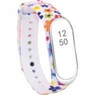 Ремешок Rumi силиконовый для Xiaomi Smart Band 8 (разноцветные ромашки)