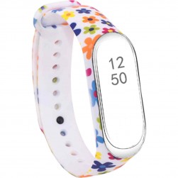 Ремешок Rumi силиконовый для Xiaomi Smart Band 8 (разноцветные ромашки)