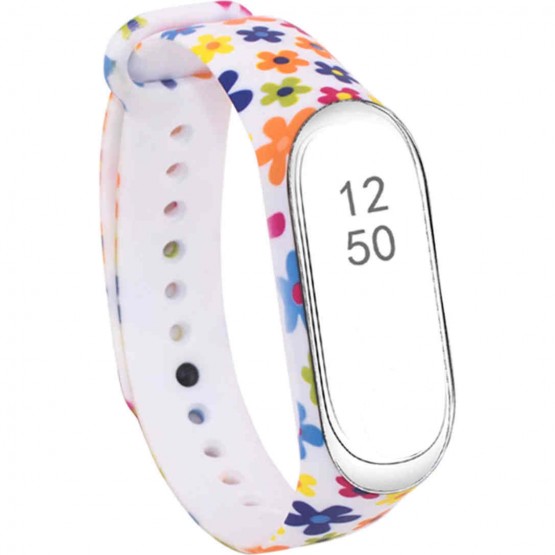 Ремешок Rumi силиконовый для Xiaomi Smart Band 8 (разноцветные ромашки)