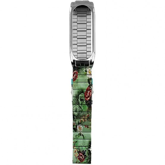 Металлический блочный браслет Rumi Snake для Xiaomi Smart Band 8 (цветочный сад)
