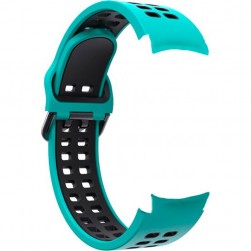 Ремешок Rumi Extreme силиконовый для Galaxy Watch4 / 5 / 6 / 7 (20 мм, бирюзовый / черный)