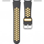 Силиконовый ремешок Rumi Sport N-style для Galaxy Watch4 / 5 / 6 (20 мм, черный/желтый)
