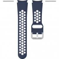 Силиконовый ремешок Rumi Sport N-style для Galaxy Watch4 / 5 / 6 (20 мм, темно-синий/белый)