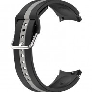 Ремешок Rumi Sport Line силиконовый для Galaxy Watch4 / 5 / 6 / 7 (20 мм, черный / серый)