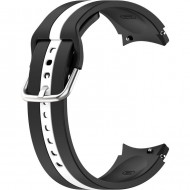 Ремешок Rumi Sport Line силиконовый для Galaxy Watch4 / 5 / 6 / 7 (20 мм, черный / белый)