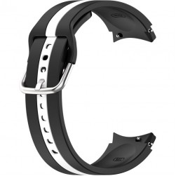 Ремешок Rumi Sport Line силиконовый для Galaxy Watch4 / 5 / 6 / 7 (20 мм, черный / белый)