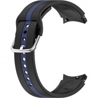 Силиконовый ремешок Rumi Sport Line для Galaxy Watch4 / 5 / 6 (20 мм, черный/синий)