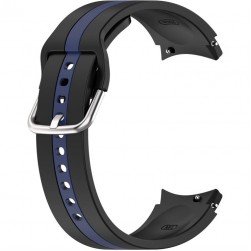 Ремешок Rumi Sport Line силиконовый для Galaxy Watch4 / 5 / 6 / 7 (20 мм, черный / синий)