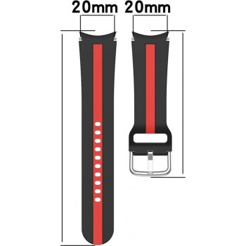 Силиконовый ремешок Rumi Sport Line для Galaxy Watch4 / 5 / 6 (20 мм, черный/белый)