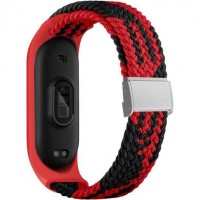 Нейлоновый ремешок Rumi Wick для Xiaomi Smart Band 7 (плетеный, черно-красный)