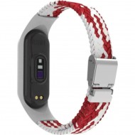 Нейлоновый ремешок Rumi Wick для Xiaomi Smart Band 7 (плетеный, бело-красный)
