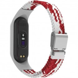 Нейлоновый ремешок Rumi Wick для Xiaomi Smart Band 7 (плетеный, бело-красный)