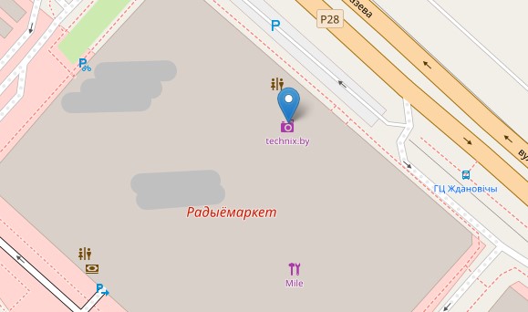 Карта расположения магазина technix.by