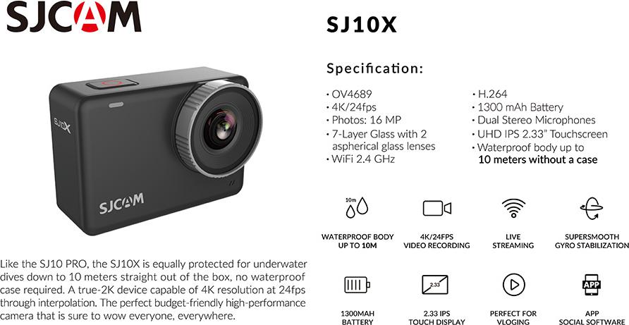 спецификации экшн-камеры SJCAM SJ10X